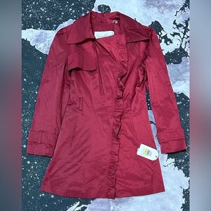 Jessica Simpson Crimson Ruffle Trench coat